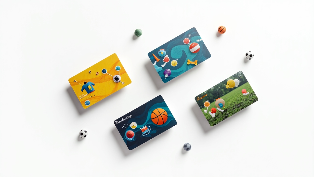 Various sports gift cards displayed on a clean surface